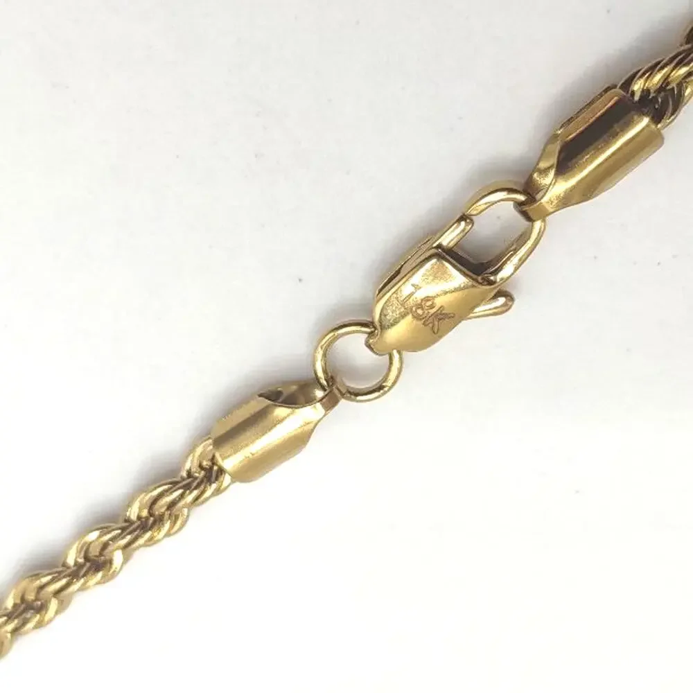 18k Gold Plated Necklace Diamond Cut Rope Chain Fashion Jewelry Birthday Gift